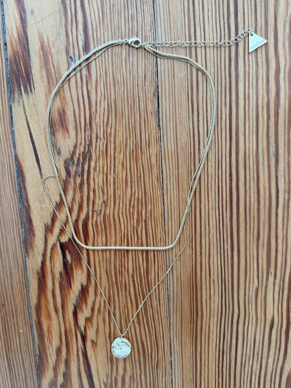 Anthropologie Serefina Double Layer Disc & Rope Gold Necklace